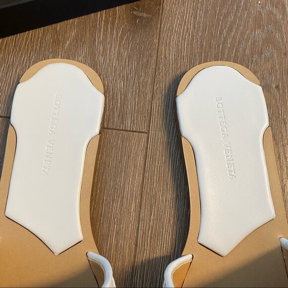 BOTTEGA VENETA Woven Leather Wood Square Toe Flat Sandals Slides Pelle Nappa - Picture 4 of 7